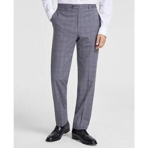 Michael Kors Men's Light Grey Plaid Marvin Classic Fit Dress Pants Size 36W 34L